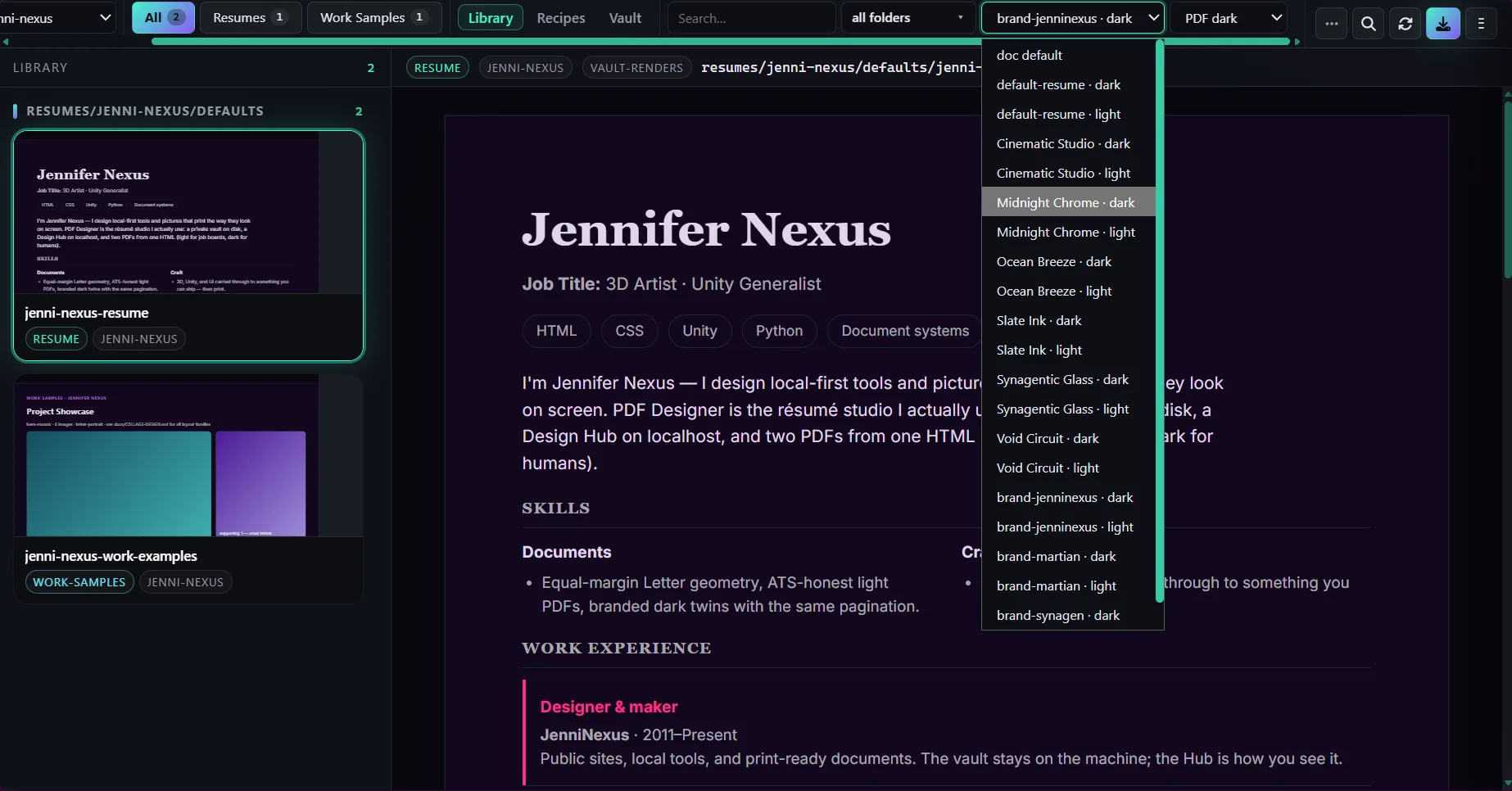PDF Designer: A Local Resume Studio